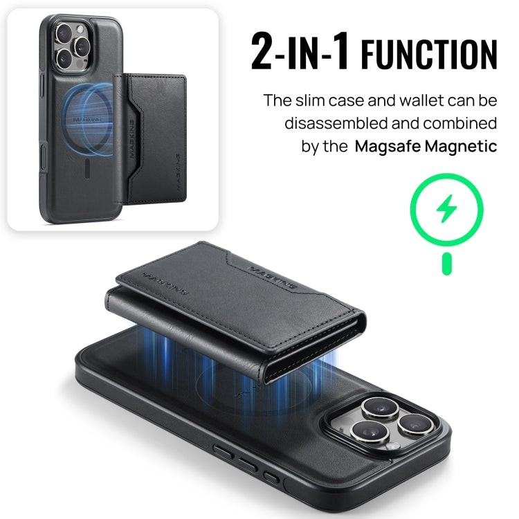 For iPhone 16 Pro DG.MING MAGKING-K2 Series MagSafe RFID Card Bag Detachable Phone Case(Black) - free shipping - PMC Jewellery - Order now!