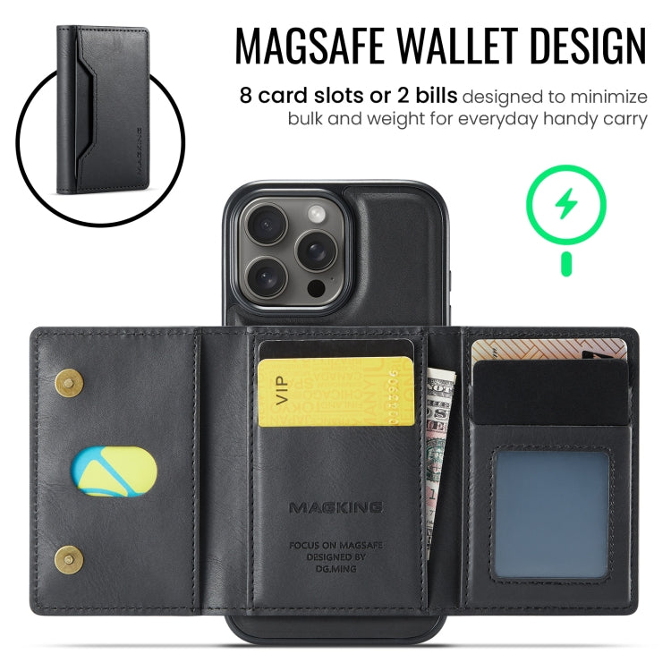 For iPhone 16 Pro DG.MING MAGKING-K2 Series MagSafe RFID Card Bag Detachable Phone Case(Black) - free shipping - PMC Jewellery - Order now!