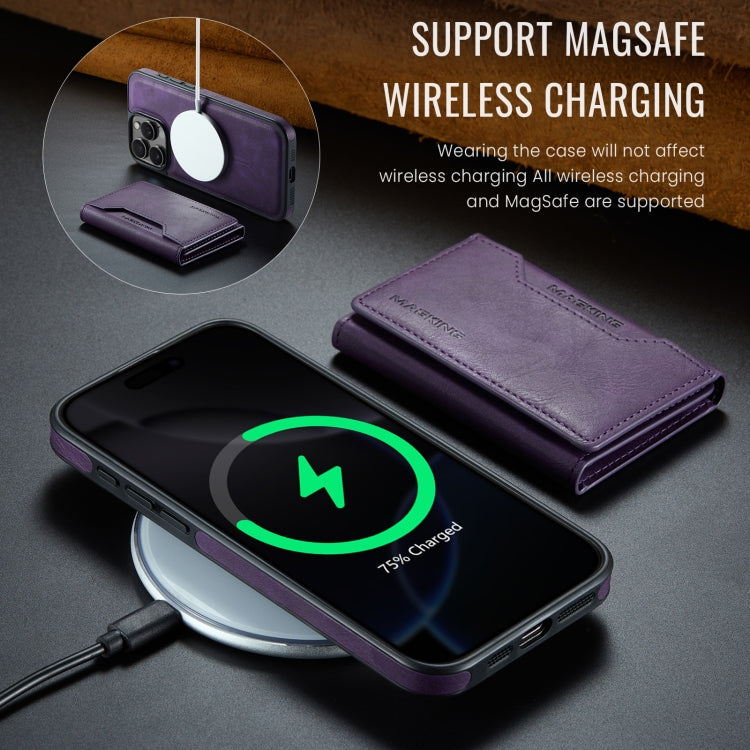 For iPhone 16 Pro DG.MING MAGKING-K2 Series MagSafe RFID Card Bag Detachable Phone Case(Purple) - free shipping - PMC Jewellery - Order now!