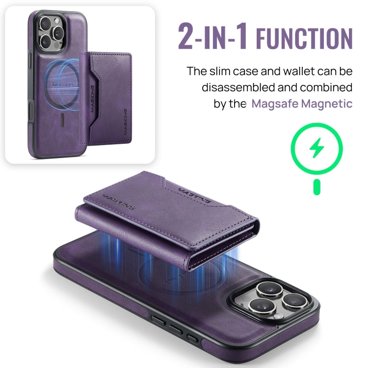 For iPhone 16 Pro DG.MING MAGKING-K2 Series MagSafe RFID Card Bag Detachable Phone Case(Purple) - free shipping - PMC Jewellery - Order now!