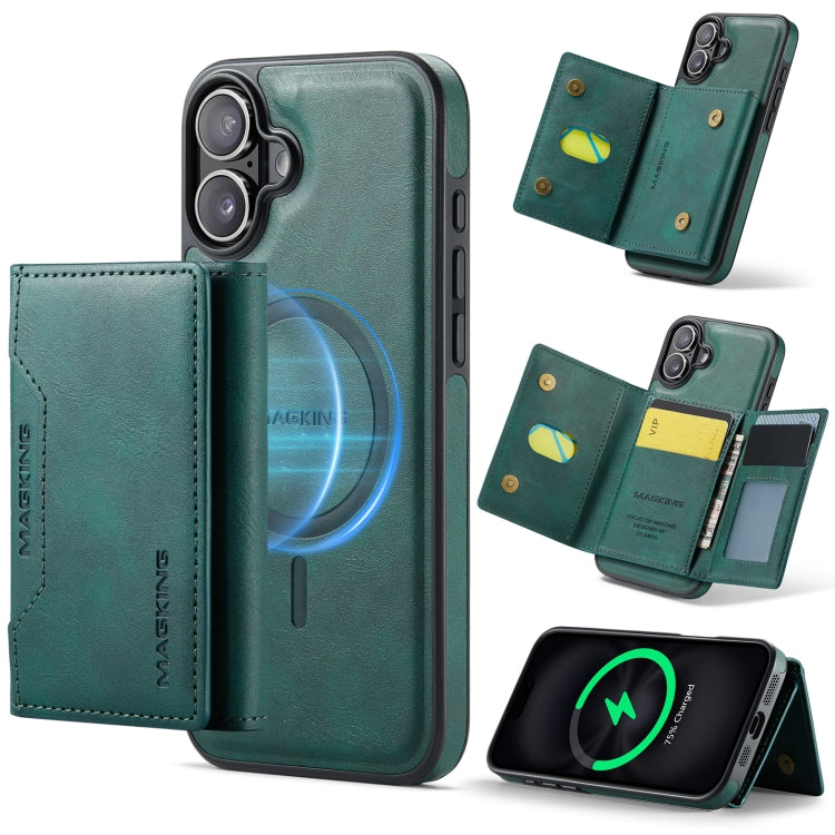 For iPhone 16 Plus DG.MING MAGKING-K2 Series MagSafe RFID Card Bag Detachable Phone Case(Green) - free shipping - PMC Jewellery - Order now!