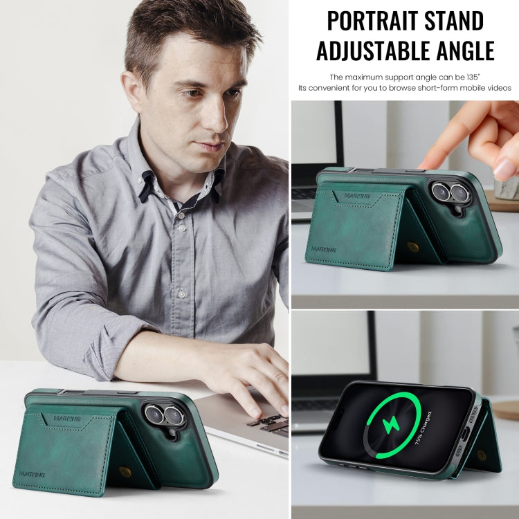 For iPhone 16 Plus DG.MING MAGKING-K2 Series MagSafe RFID Card Bag Detachable Phone Case(Green) - free shipping - PMC Jewellery - Order now!