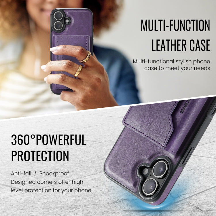 For iPhone 16 Plus MAGKING K2 Series MagSafe RFID Card Bag Detachable Phone Case(Purple) - free shipping - PMC Jewellery - Order now!