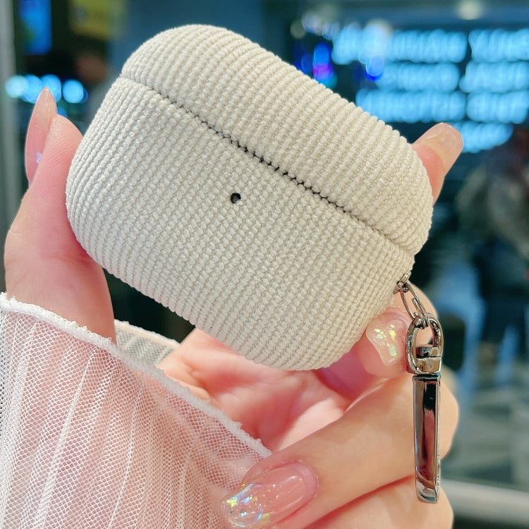 For AirPods Pro 2 Corduroy Cloth Pattern Earphone Protective Case(Beige) - For AirPods Pro 2 by PMC Jewellery | Online Shopping South Africa | PMC Jewellery | Buy Now Pay Later Mobicred