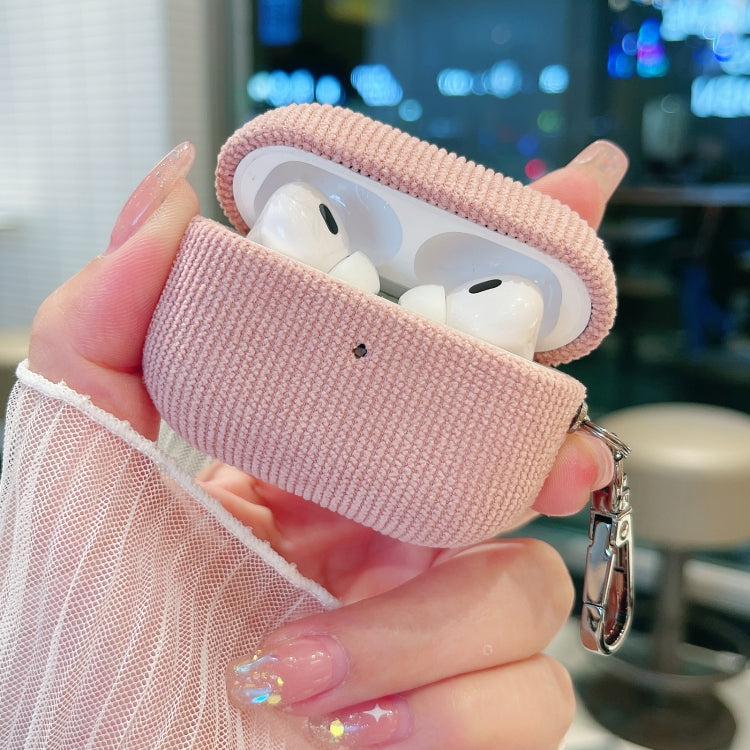 For AirPods 3 Corduroy Cloth Pattern Earphone Protective Case(Pink) - For AirPods 3 by PMC Jewellery | Online Shopping South Africa | PMC Jewellery | Buy Now Pay Later Mobicred