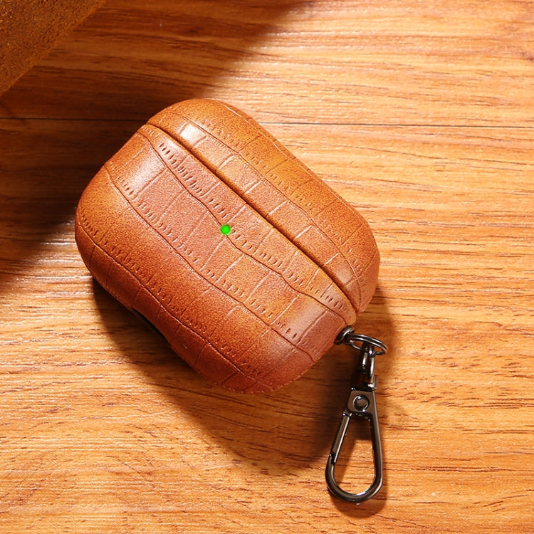 For AirPods 4 Crocodile Texture Earphone Protective Case(Light Brown) - For AirPods 4 by PMC Jewellery | Online Shopping South Africa | PMC Jewellery | Buy Now Pay Later Mobicred