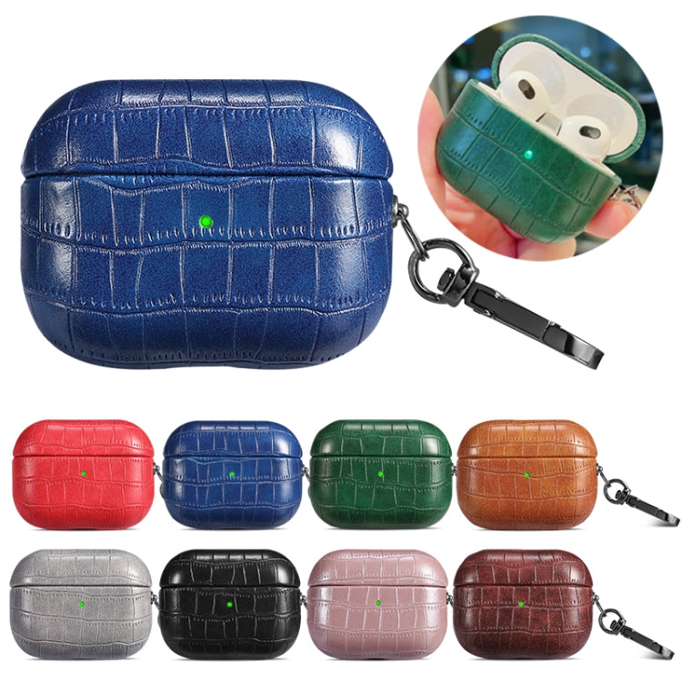For AirPods Pro 2 Crocodile Texture Earphone Protective Case(Royal Blue) - For AirPods Pro 2 by PMC Jewellery | Online Shopping South Africa | PMC Jewellery | Buy Now Pay Later Mobicred
