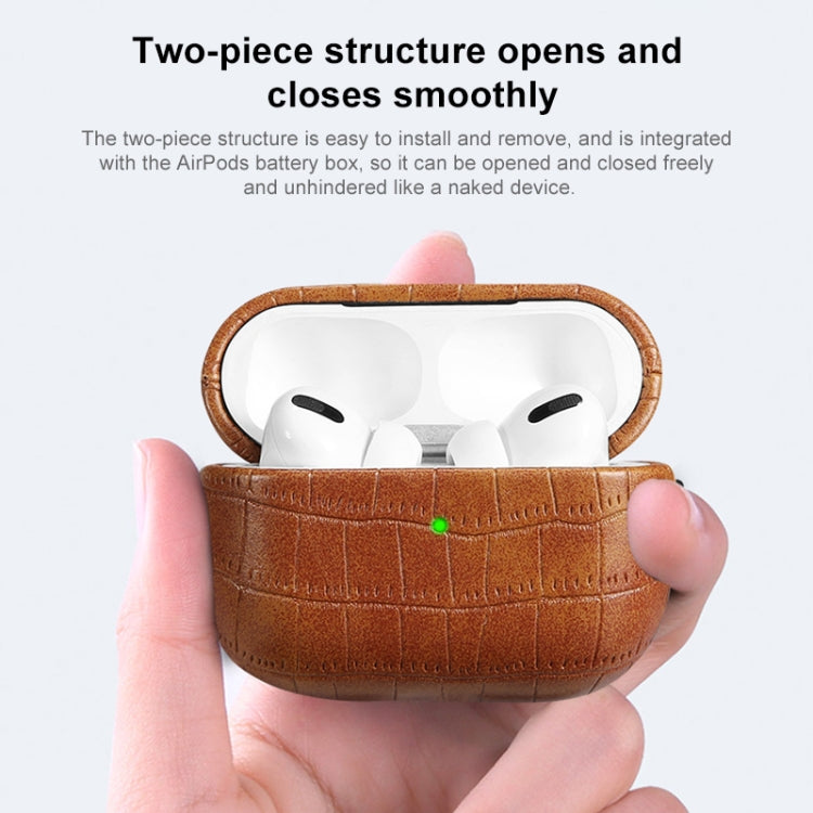 For AirPods 4 Crocodile Texture Earphone Protective Case(Dark Green) - For AirPods 4 by PMC Jewellery | Online Shopping South Africa | PMC Jewellery | Buy Now Pay Later Mobicred