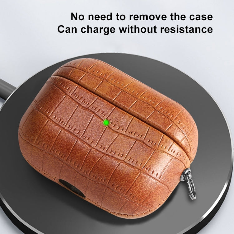 For AirPods Pro Crocodile Texture Earphone Protective Case(Dark Brown) - For AirPods Pro by PMC Jewellery | Online Shopping South Africa | PMC Jewellery | Buy Now Pay Later Mobicred