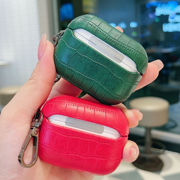 For AirPods 4 Crocodile Texture Earphone Protective Case(Dark Green) - For AirPods 4 by PMC Jewellery | Online Shopping South Africa | PMC Jewellery | Buy Now Pay Later Mobicred