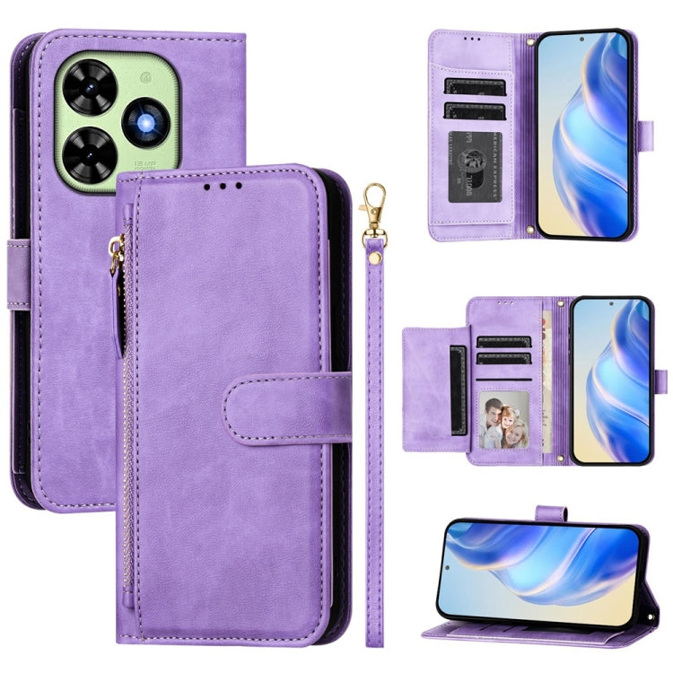 For Tecno Spark Go 2024 Multi-Card Slots Zipper Wallet Leather Phone Case(Purple) - free shipping - PMC Jewellery - Order now!