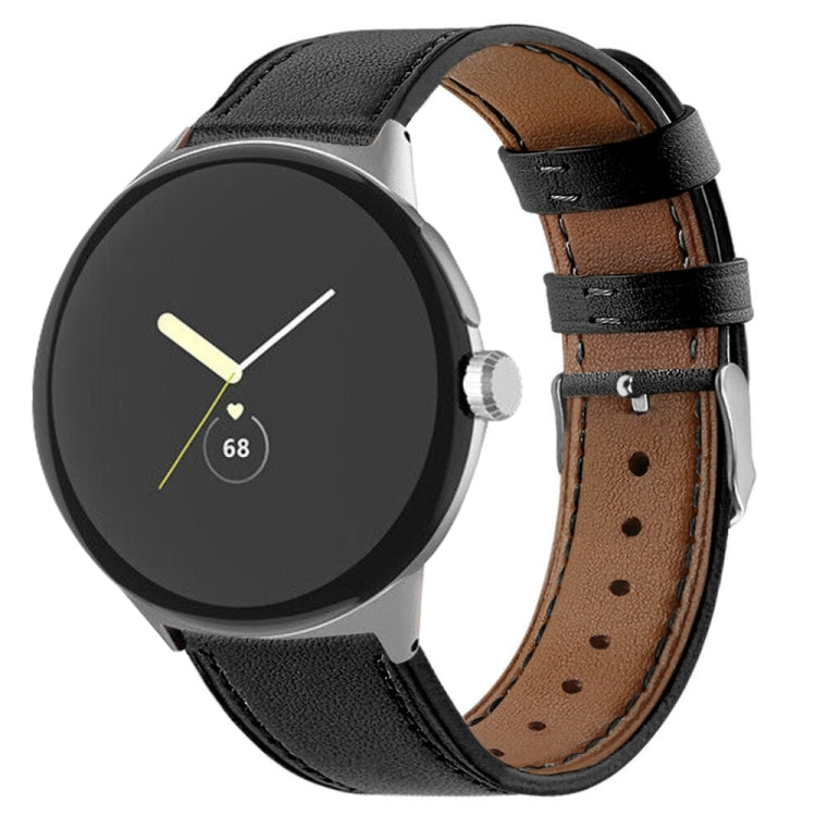 For Google Pixel Watch 3 45mm Round Tail Genuine Leather Watch Band(Black) - free shipping - PMc TechLife - Order now!