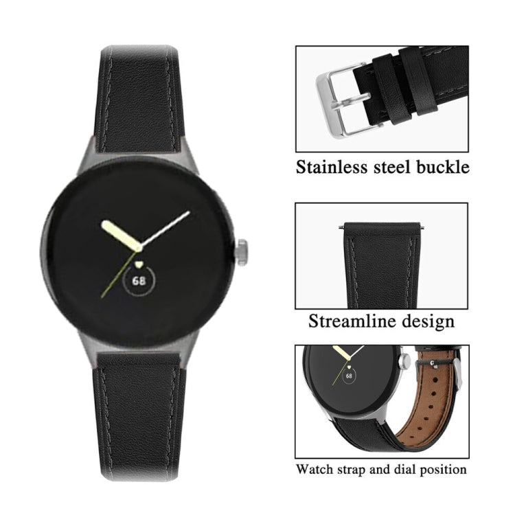 For Google Pixel Watch 3 45mm Round Tail Genuine Leather Watch Band(Black) - free shipping - PMc TechLife - Order now!