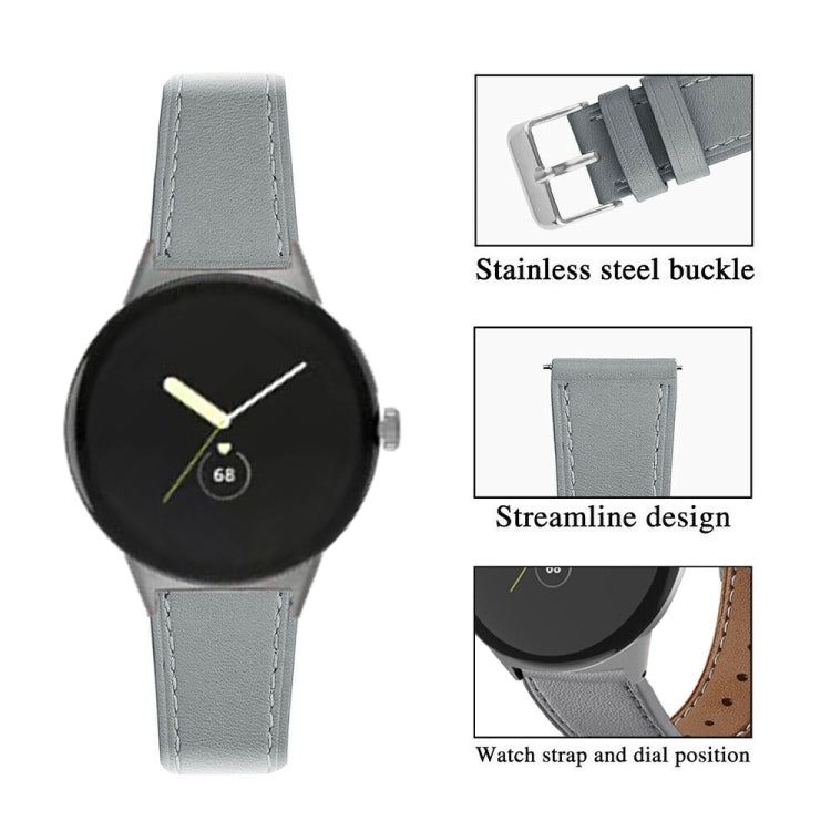 For Google Pixel Watch 3 45mm Round Tail Genuine Leather Watch Band(Grey) - free shipping - PMc TechLife - Order now!