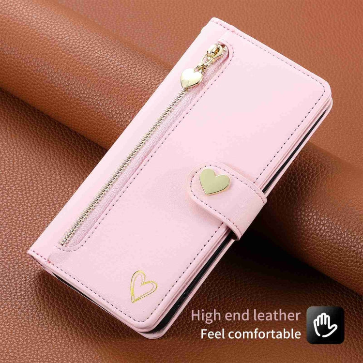 For Huawei Mate 50 Pro POLA Love Multi-Card Slots Zipper Wallet Leather Phone Case(Pink) - free shipping - PMC TechLife - Order now!