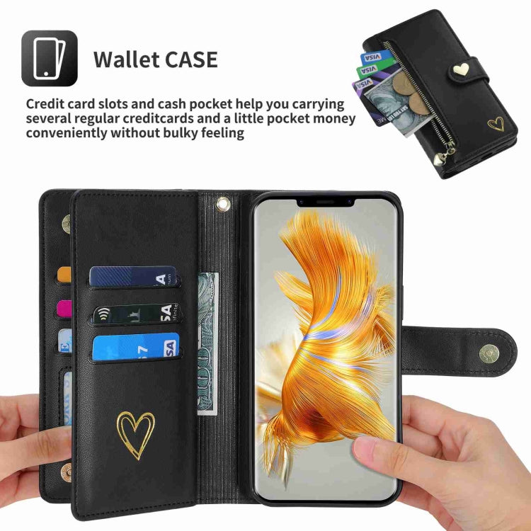 For Huawei Mate 50 Pro POLA Love Multi-Card Slots Zipper Wallet Leather Phone Case(Black) - free shipping - PMC TechLife - Order now!
