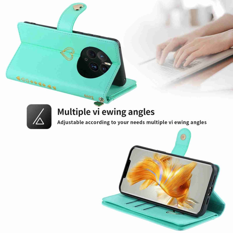 For Huawei Mate 50 Pro POLA Love Multi-Card Slots Zipper Wallet Leather Phone Case(Light Green) - free shipping - PMC TechLife - Order now!