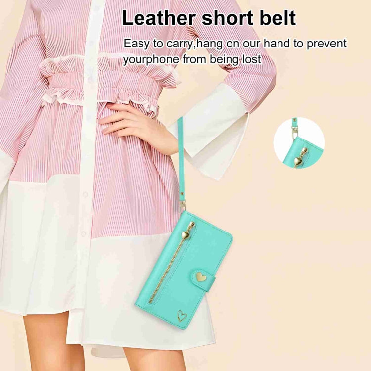 For Huawei Mate 50 Pro POLA Love Multi-Card Slots Zipper Wallet Leather Phone Case(Light Green) - free shipping - PMC TechLife - Order now!