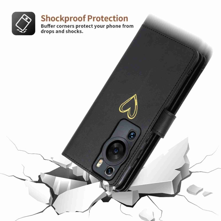 For Huawei P60 Pro POLA Love Multi-Card Slots Zipper Wallet Leather Phone Case(Black) - Huawei Cases by POLA | Online Shopping South Africa | PMC TechLife | Buy Now Pay Later Mobicred