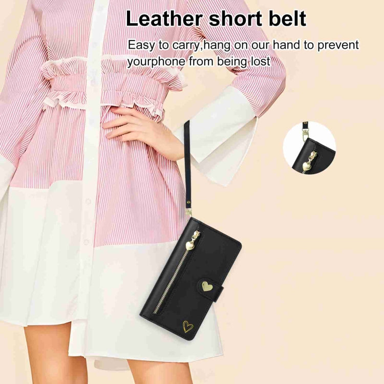 For Huawei P60 Pro POLA Love Multi-Card Slots Zipper Wallet Leather Phone Case(Black) - Huawei Cases by POLA | Online Shopping South Africa | PMC TechLife | Buy Now Pay Later Mobicred