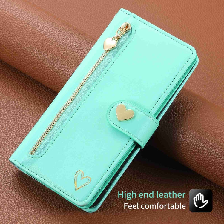For Huawei P60 Pro POLA Love Multi-Card Slots Zipper Wallet Leather Phone Case(Light Green) - free shipping - PMC TechLife - Order now!
