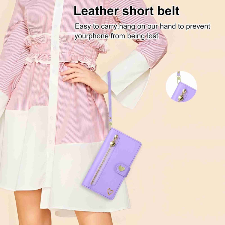 For Huawei P60 Pro POLA Love Multi-Card Slots Zipper Wallet Leather Phone Case(Purple) - free shipping - PMC TechLife - Order now!