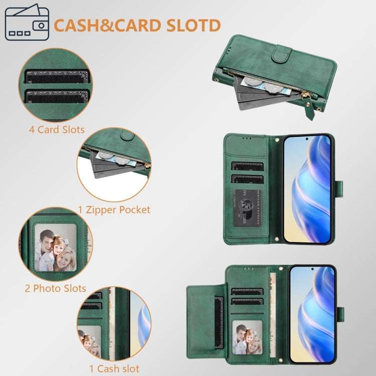 For Huawei Pura 70 Multi-Card Slots Zipper Wallet Leather Phone Case(Green) - Huawei Cases by PMC Jewellery | Online Shopping South Africa | PMC Jewellery | Buy Now Pay Later Mobicred