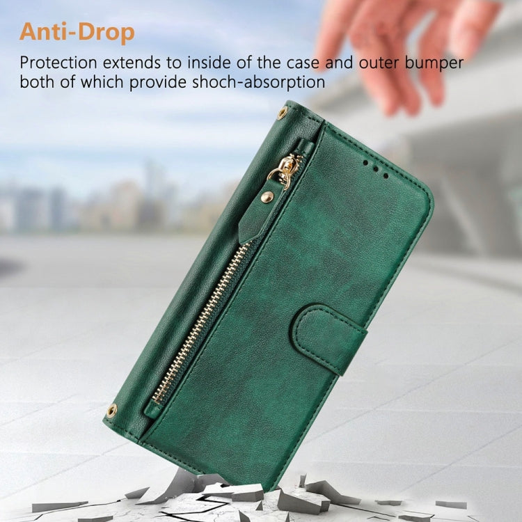 For Huawei Pura 70 Multi-Card Slots Zipper Wallet Leather Phone Case(Green) - Huawei Cases by PMC Jewellery | Online Shopping South Africa | PMC Jewellery | Buy Now Pay Later Mobicred