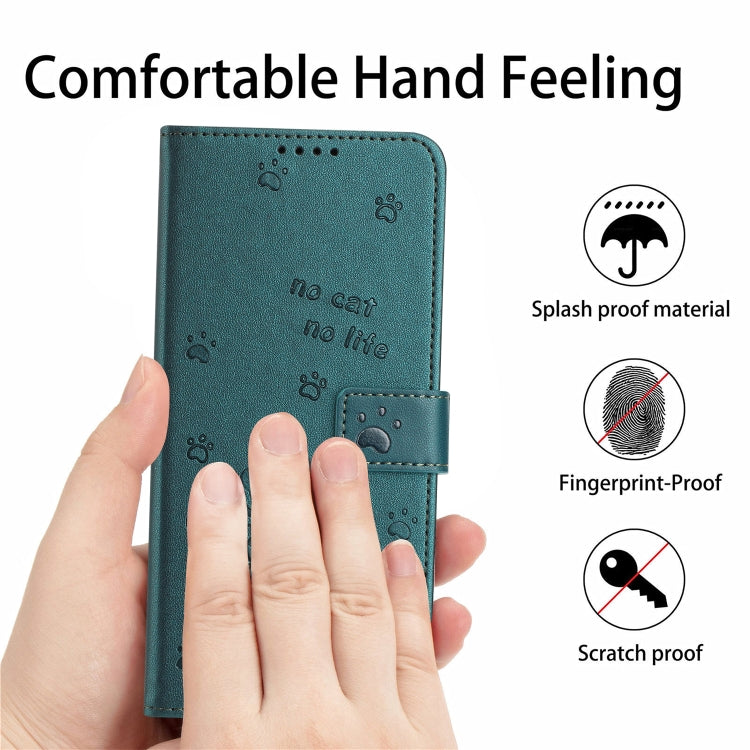 For Motorola Moto G 5G 2024 Embossed Kitten Phone Leather Case with Lanyard(Dark Green) - Motorola Cases by PMC Jewellery | Online Shopping South Africa | PMC Jewellery | Buy Now Pay Later Mobicred