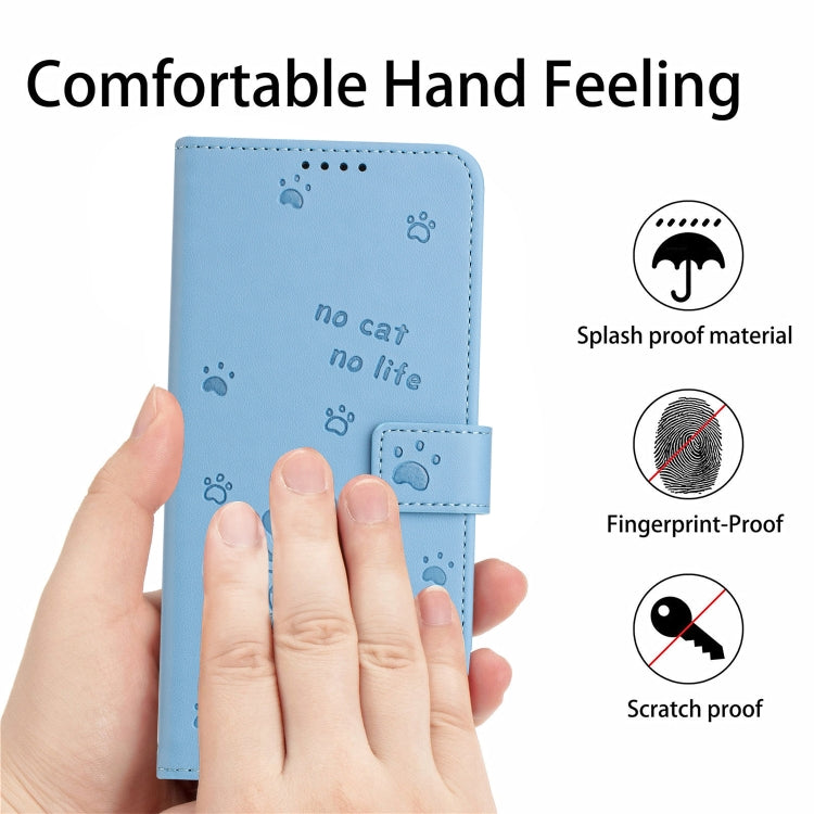 For Motorola Moto G Play 4G 2024 Embossed Kitten Phone Leather Case with Lanyard(Blue) - Motorola Cases by PMC Jewellery | Online Shopping South Africa | PMC Jewellery | Buy Now Pay Later Mobicred