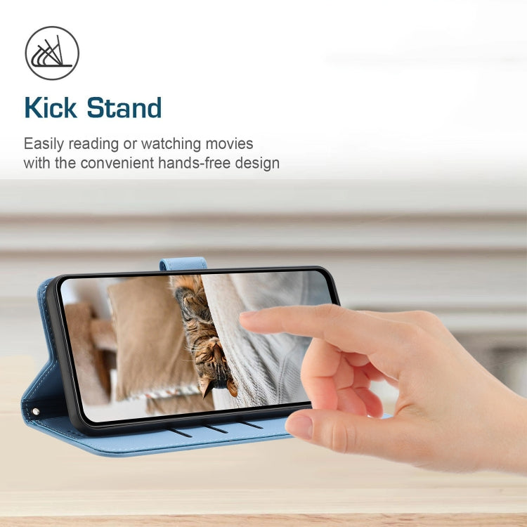 For Motorola Moto G Power 5G 2024 Embossed Kitten Phone Leather Case with Lanyard(Blue) - Motorola Cases by PMC Jewellery | Online Shopping South Africa | PMC Jewellery | Buy Now Pay Later Mobicred