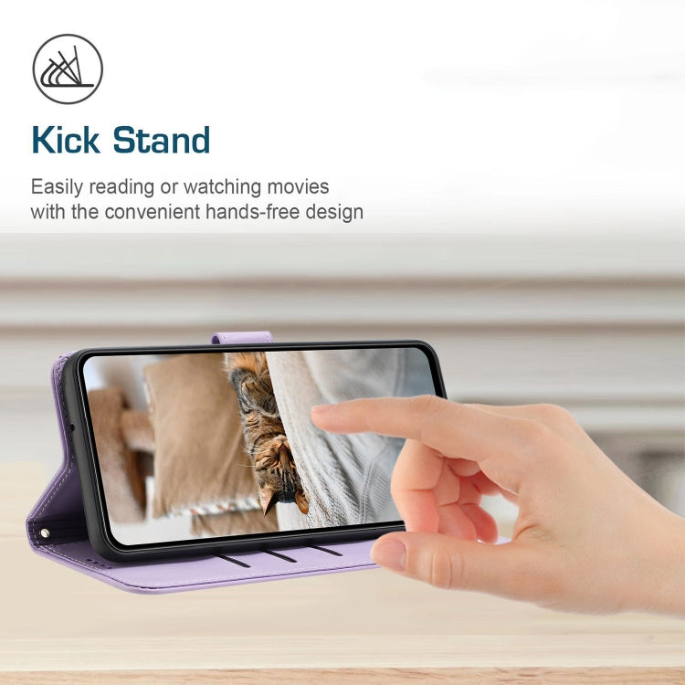 For Samsung Galaxy S25+ / S24+ 5G Embossed Kitten Phone Leather Case with Lanyard(Purple) - Galaxy S24+ 5G Cases by PMC TechLife | Online Shopping South Africa | PMC TechLife | Buy Now Pay Later Mobicred