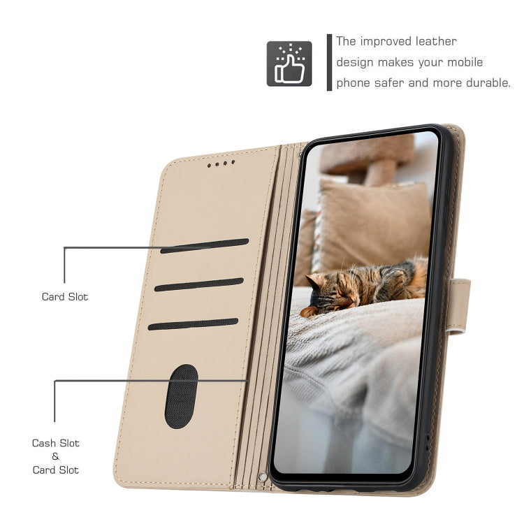 For Samsung Galaxy S25+ / S24+ 5G Embossed Kitten Phone Leather Case with Lanyard(Beige) - Galaxy S24+ 5G Cases by PMC TechLife | Online Shopping South Africa | PMC TechLife | Buy Now Pay Later Mobicred