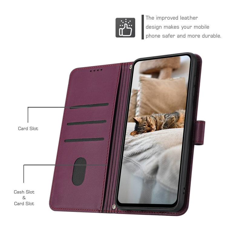 For Samsung Galaxy S25+ / S24+ 5G Embossed Kitten Phone Leather Case with Lanyard(Wine Red) - Galaxy S24+ 5G Cases by PMC TechLife | Online Shopping South Africa | PMC TechLife | Buy Now Pay Later Mobicred