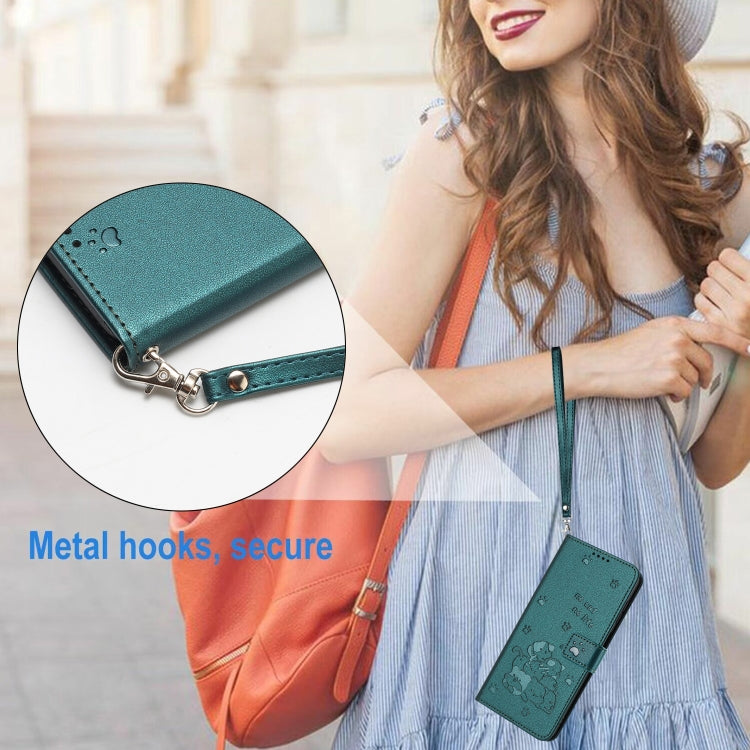 For Samsung Galaxy S25 Ultra 5G Embossed Kitten Phone Leather Case with Lanyard(Dark Green) - Galaxy S25 Ultra 5G Cases by PMC TechLife | Online Shopping South Africa | PMC TechLife | Buy Now Pay Later Mobicred