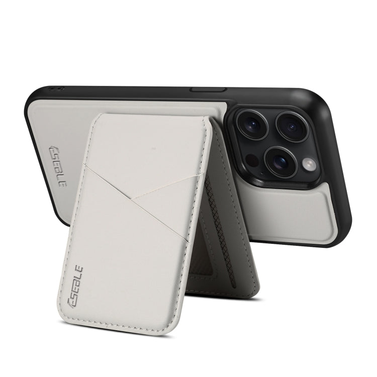 For iPhone 16 ESEBLE E3 Plain Texture Card Slots MagSafe RFID Leather Case(Ivory) - free shipping - PMC Jewellery - Order now!