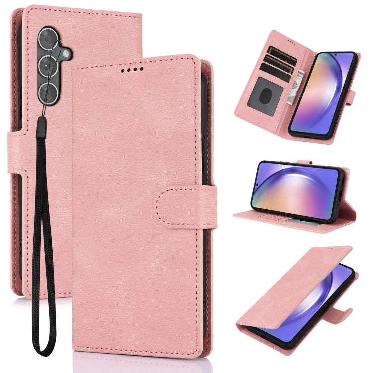 For Samsung Galaxy S25 5G Fantasy Skin-feel Calfskin Texture Leather Phone Case(Pink) - Galaxy S25 5G Cases by PMC Jewellery | Online Shopping South Africa | PMC Jewellery | Buy Now Pay Later Mobicred