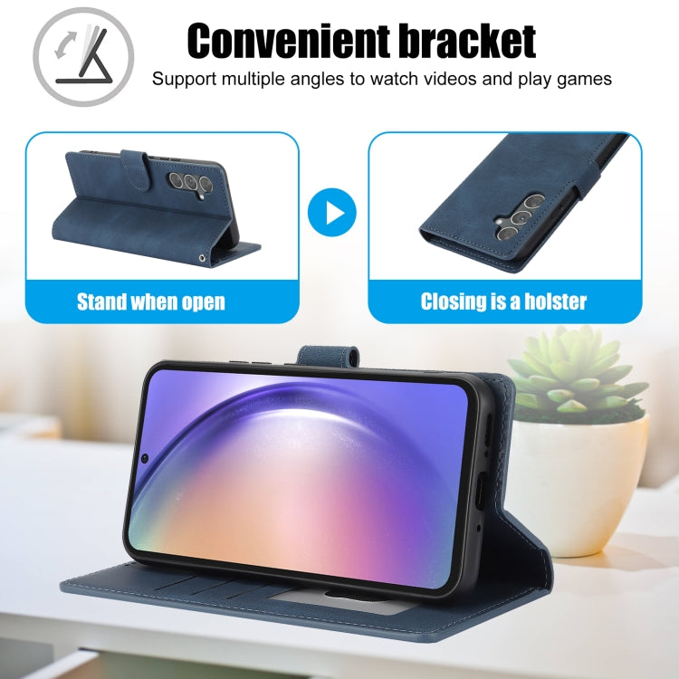 For Samsung Galaxy S25 5G Fantasy Skin-feel Calfskin Texture Leather Phone Case(Blue) - Galaxy S25 5G Cases by PMC TechLife | Online Shopping South Africa | PMC TechLife | Buy Now Pay Later Mobicred