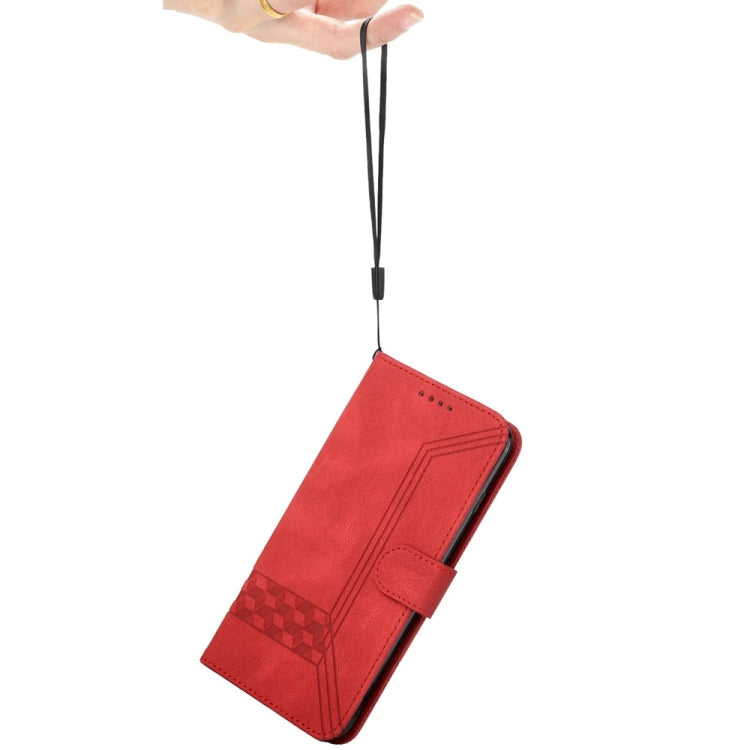 For Samsung Galaxy S25 5G Cubic Skin Feel Flip Leather Phone Case(Red) - Galaxy S25 5G Cases by PMC TechLife | Online Shopping South Africa | PMC TechLife | Buy Now Pay Later Mobicred