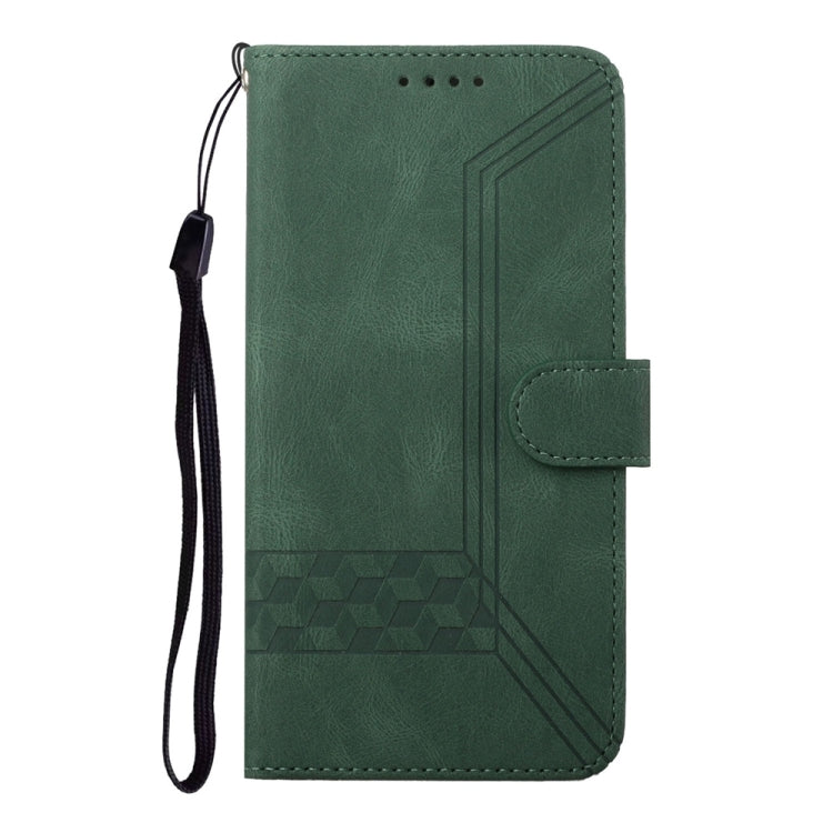 For Samsung Galaxy S25 5G Cubic Skin Feel Flip Leather Phone Case(Green) - Galaxy S25 5G Cases by PMC TechLife | Online Shopping South Africa | PMC TechLife | Buy Now Pay Later Mobicred