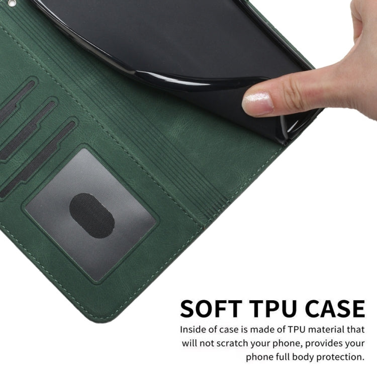 For Samsung Galaxy S25 5G Cubic Skin Feel Flip Leather Phone Case(Green) - Galaxy S25 5G Cases by PMC TechLife | Online Shopping South Africa | PMC TechLife | Buy Now Pay Later Mobicred