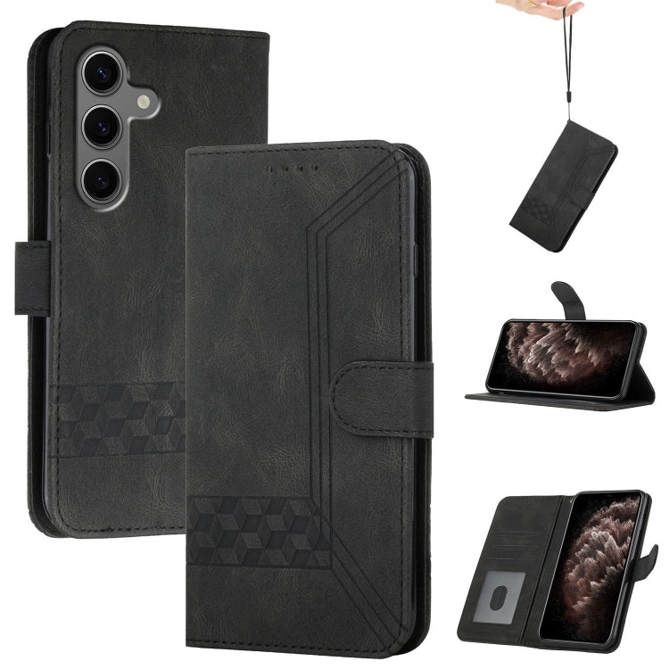 For Samsung Galaxy S25+ 5G Cubic Skin Feel Flip Leather Phone Case(Black) - Galaxy S25+ 5G Cases by PMC TechLife | Online Shopping South Africa | PMC TechLife | Buy Now Pay Later Mobicred