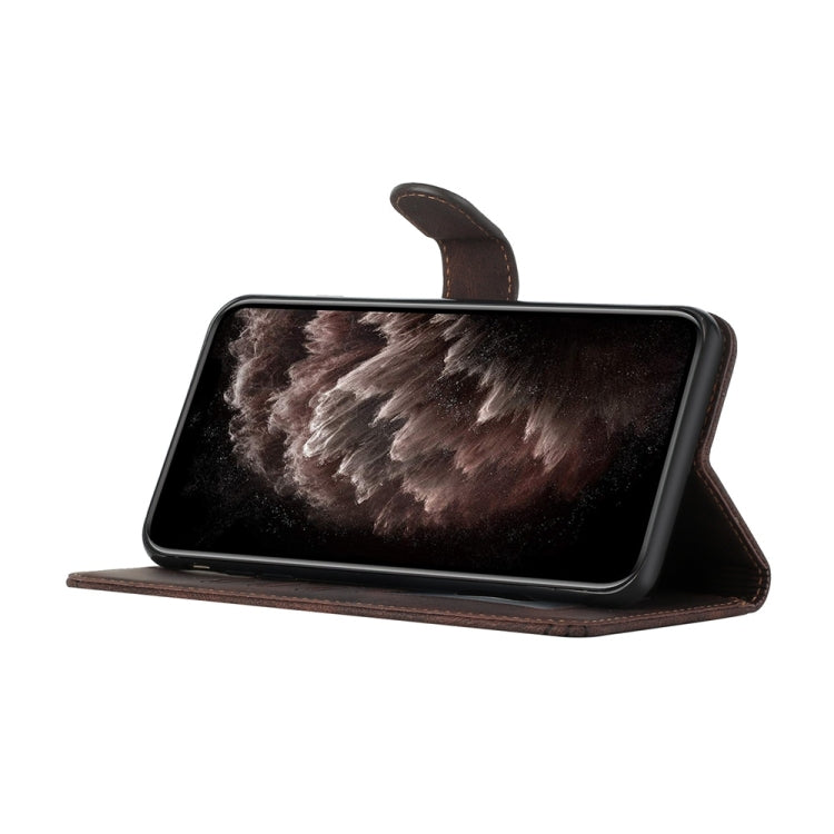 For Samsung Galaxy S25 Ultra 5G Cubic Skin Feel Flip Leather Phone Case(Brown) - Galaxy S25 Ultra 5G Cases by PMC TechLife | Online Shopping South Africa | PMC TechLife | Buy Now Pay Later Mobicred