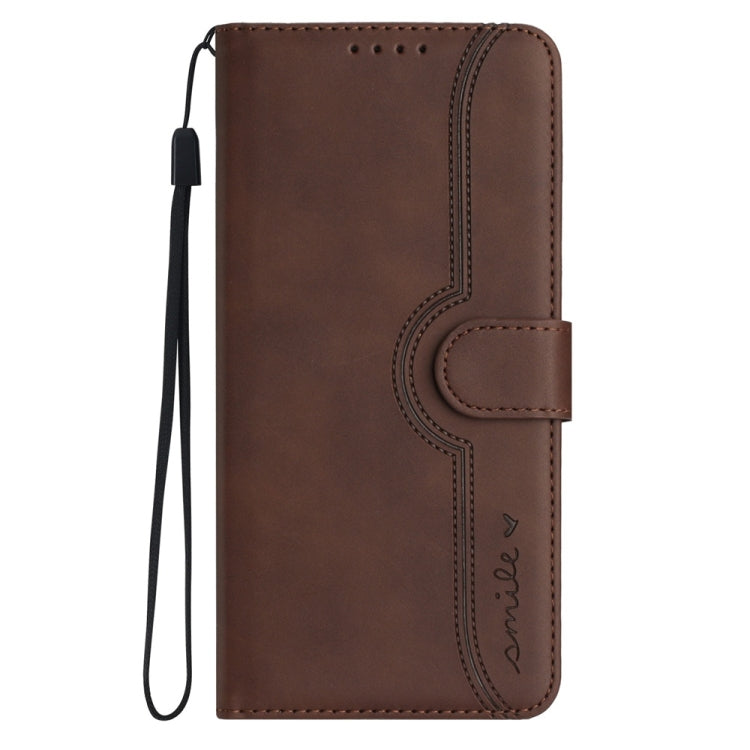 For Samsung Galaxy S25 5G Heart Pattern Skin Feel Leather Phone Case(Brown) - Galaxy S25 5G Cases by PMC Jewellery | Online Shopping South Africa | PMC Jewellery | Buy Now Pay Later Mobicred