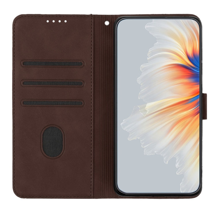 For Samsung Galaxy S25 5G Heart Pattern Skin Feel Leather Phone Case(Brown) - Galaxy S25 5G Cases by PMC Jewellery | Online Shopping South Africa | PMC Jewellery | Buy Now Pay Later Mobicred