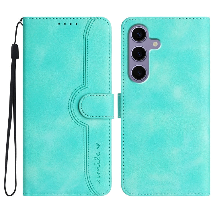 For Samsung Galaxy S25 5G Heart Pattern Skin Feel Leather Phone Case(Light Blue) - free shipping - PMC Jewellery - Order now!
