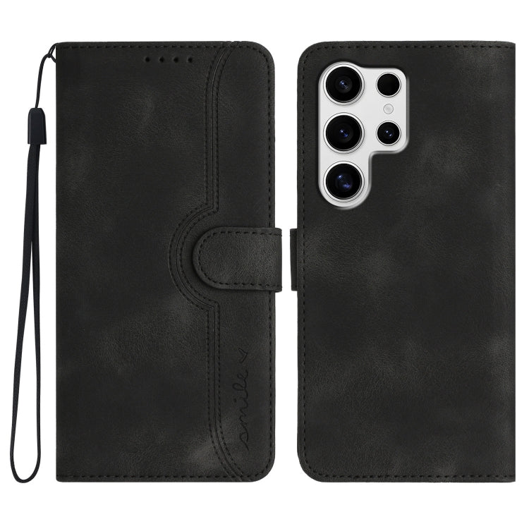 For Samsung Galaxy S25 Ultra 5G Heart Pattern Skin Feel Leather Phone Case(Black) - Galaxy S25 Ultra 5G Cases by PMC Jewellery | Online Shopping South Africa | PMC Jewellery | Buy Now Pay Later Mobicred
