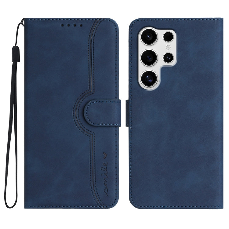 For Samsung Galaxy S25 Ultra 5G Heart Pattern Skin Feel Leather Phone Case(Royal Blue) - Galaxy S25 Ultra 5G Cases by PMC Jewellery | Online Shopping South Africa | PMC Jewellery | Buy Now Pay Later Mobicred
