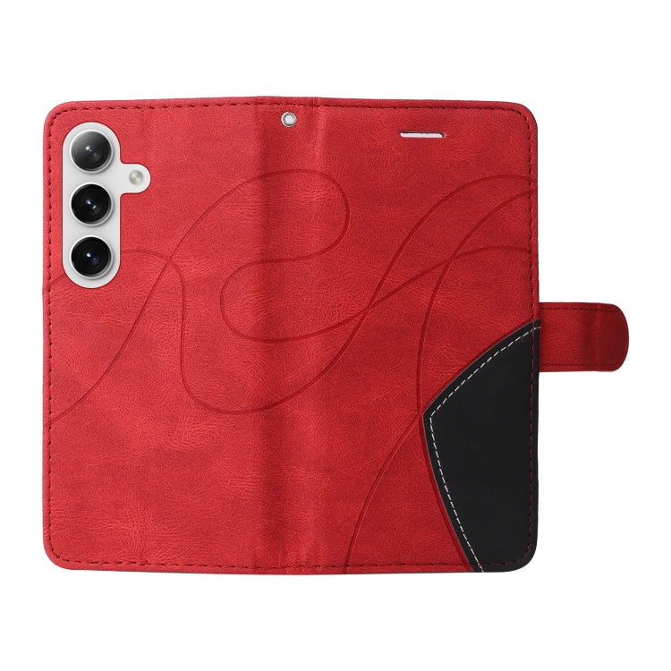 For Samsung Galaxy S25+ / S24+ 5G Dual-color Splicing Flip Leather Phone Case(Red) - Galaxy S25+ 5G Cases by PMC Jewellery | Online Shopping South Africa | PMC Jewellery | Buy Now Pay Later Mobicred