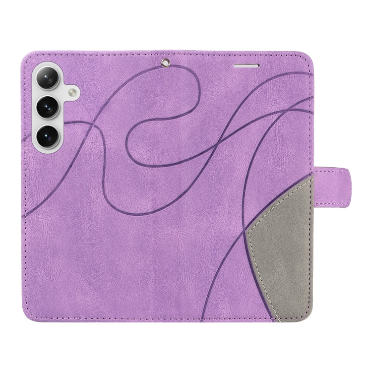 For Samsung Galaxy S25+ / S24+ 5G Dual-color Splicing Flip Leather Phone Case(Purple) - Galaxy S25+ 5G Cases by PMC Jewellery | Online Shopping South Africa | PMC Jewellery | Buy Now Pay Later Mobicred